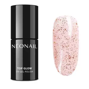 NeoNail Top hybrydowy Top Glow Rose Gold Flakes – 7,2 ml