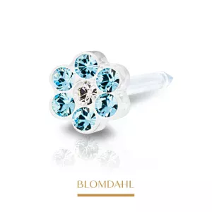 Kolczyk do przekłuwania uszu Blomdahl - Daisy Aquamarine / Crystal 5 mm